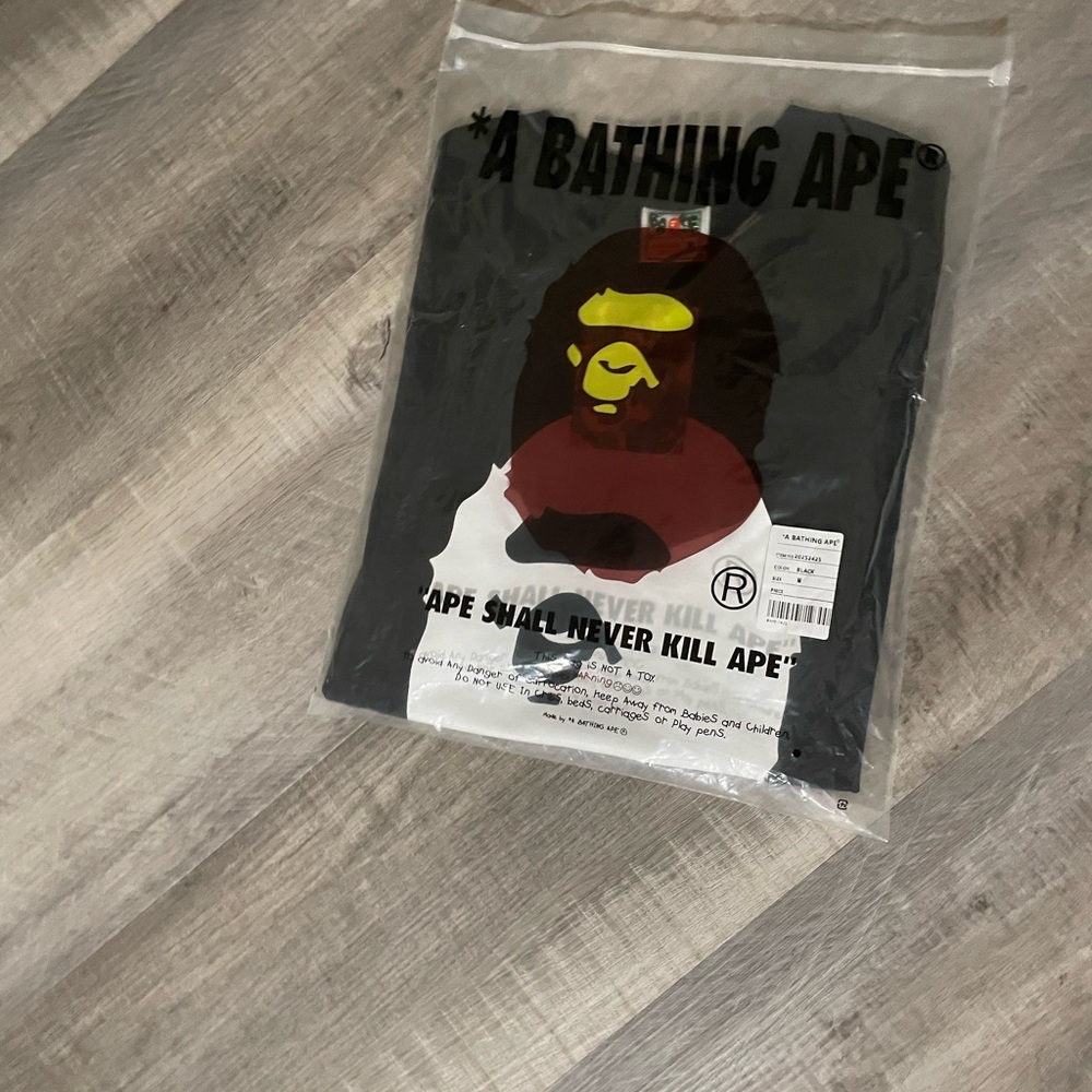 Bape White On Black Short Sleeve Tee